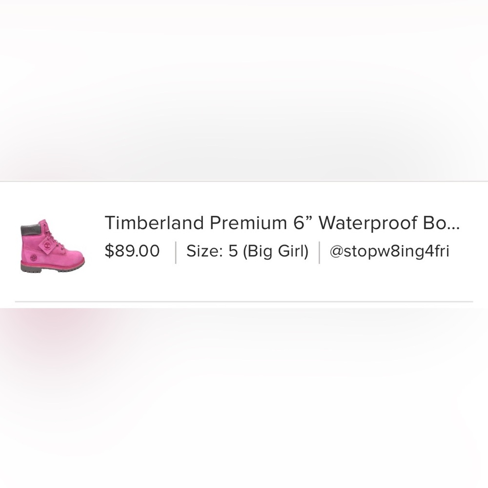 Timberland Premium 6” Waterproof Boot - Dark Pink Nubuck - Size 5 Girls